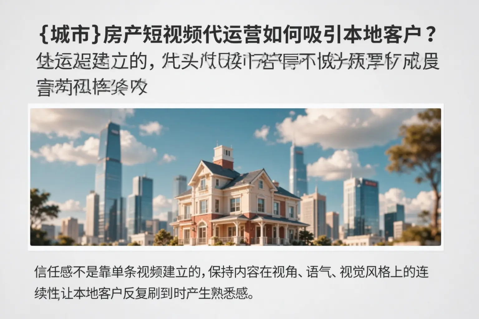 新丰房产短视频代运营如何吸引本地客户？